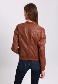 Lee Cooper Leather Jacket With Round Collar - 2 Zipped Side Pockets - - Leren Jas - Cognac -Stijl Verkoop 34400b1754eb45e3959003e8f32ac50b