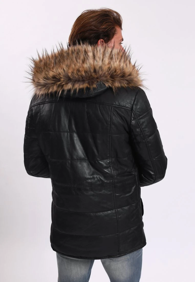 Lee Cooper Downjacket With Round Collar And Removable Hood With Synth - Leren Jas - Black 2 Lee Cooper Downjacket With Round Collar And Removable Hood With Synth - Leren Jas - Black - Afbeelding 2