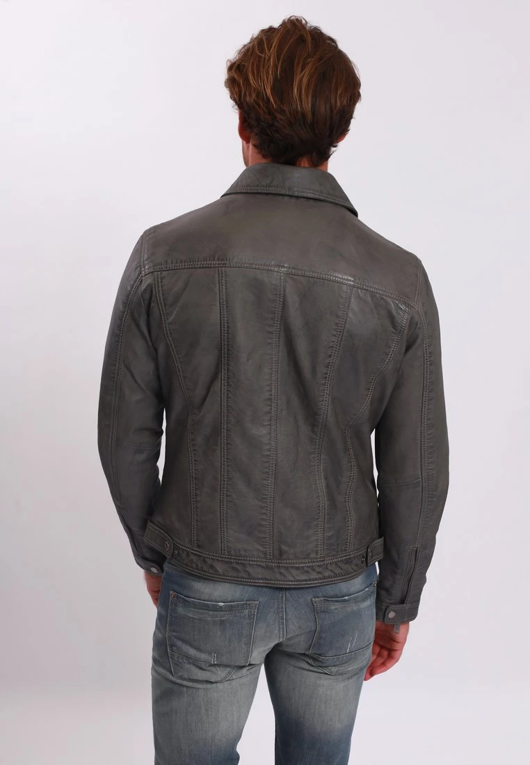 Lee Cooper Leren Jas - Vintage Grey 3 Lee Cooper Leren Jas - Vintage Grey - Afbeelding 3