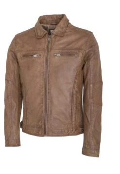 Lee Cooper Leather Jacket With Collar Shirt - 2 Split Side Pockets - - Leren Jas - Vintage Cognac -Stijl Verkoop df1c6fa24f6d4fd883906b992410d21e